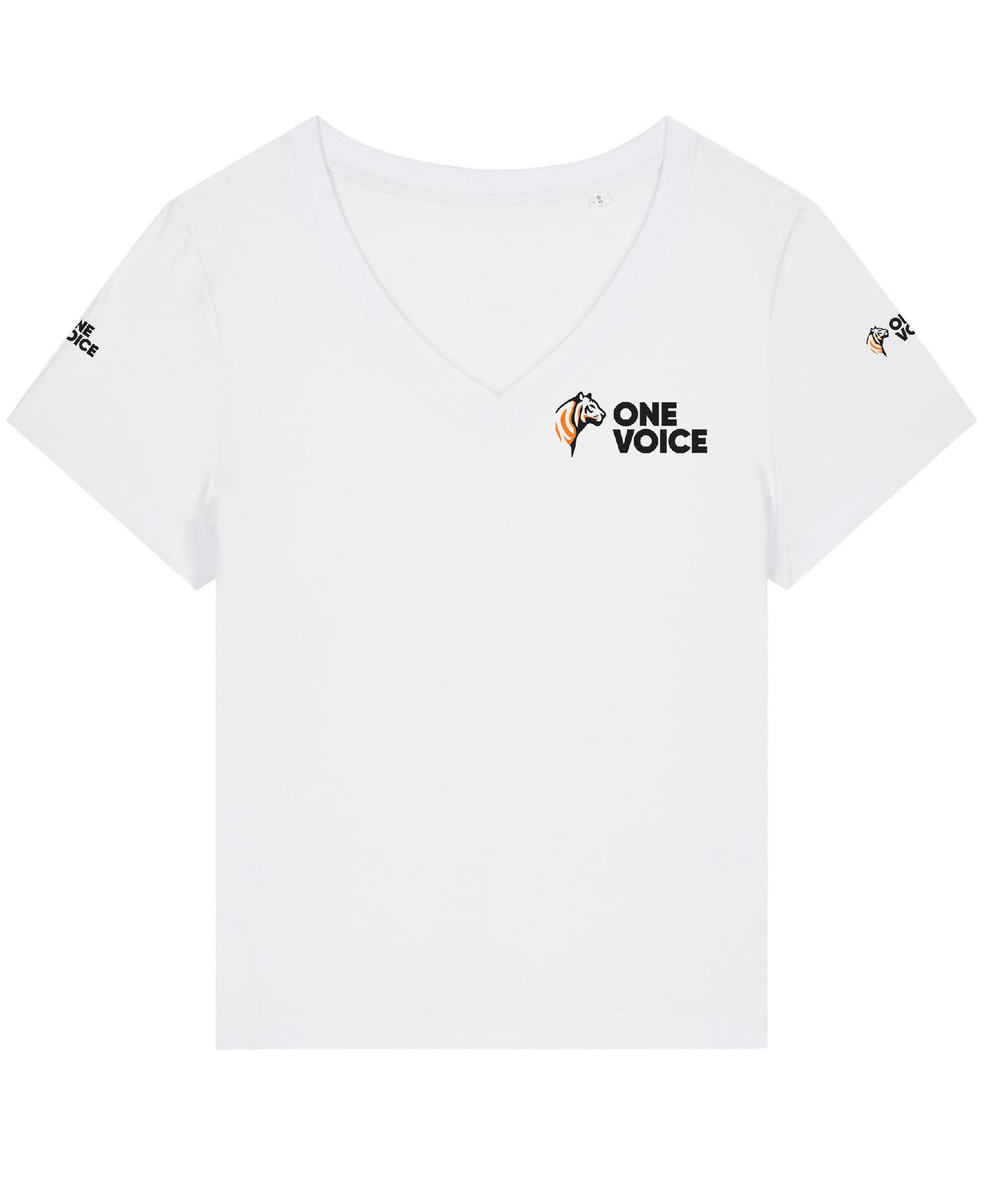 T-shirt blanc col V - Femme