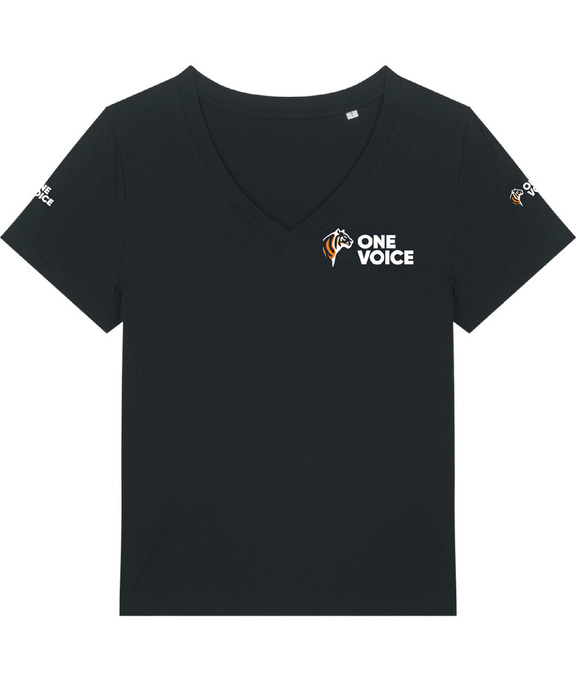 T-shirt noir col V - Femme